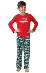 Model wearing Red and Green Night Before Christmas PJ for Kids image number 0