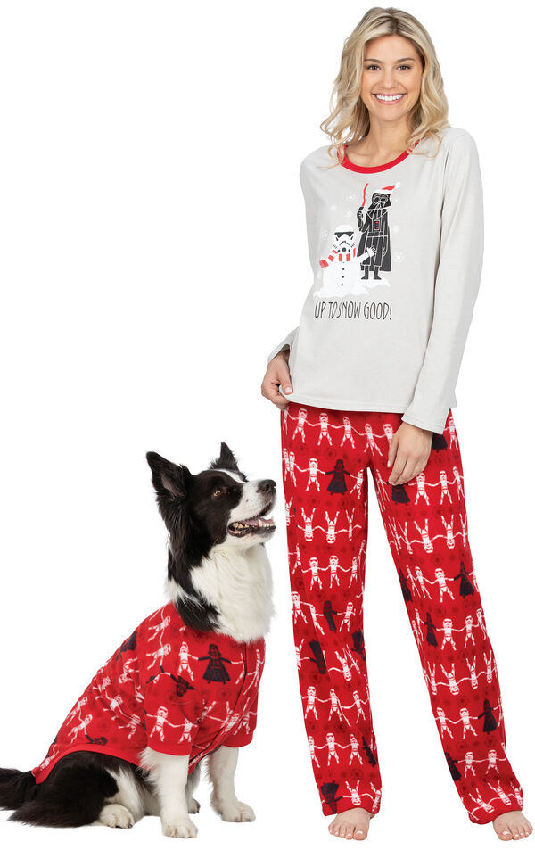 Models wearing Red Star Wars PJs for Pet and Owner image number 0