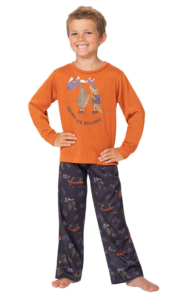 Model wearing Navy Blue Gator PJ with Graphic Tee for Youth image number 0