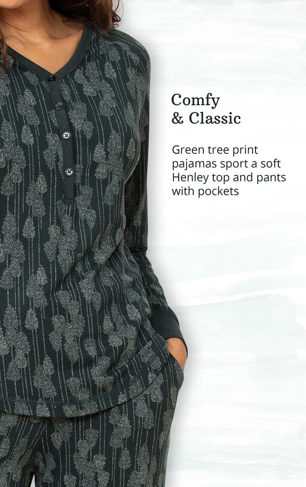 Comfy and Classic - Print pajamas sport a soft Henley top and pants with pockets image number 2