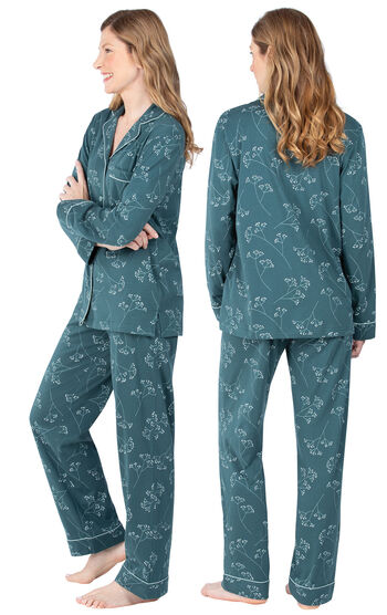 Jersey Boyfriend Pajamas - Green Floral Print