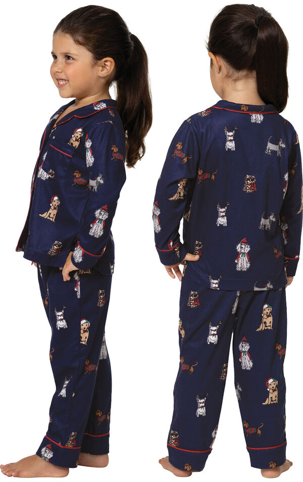 Christmas Dogs Toddler Pajamas - Navy Blue image number 1