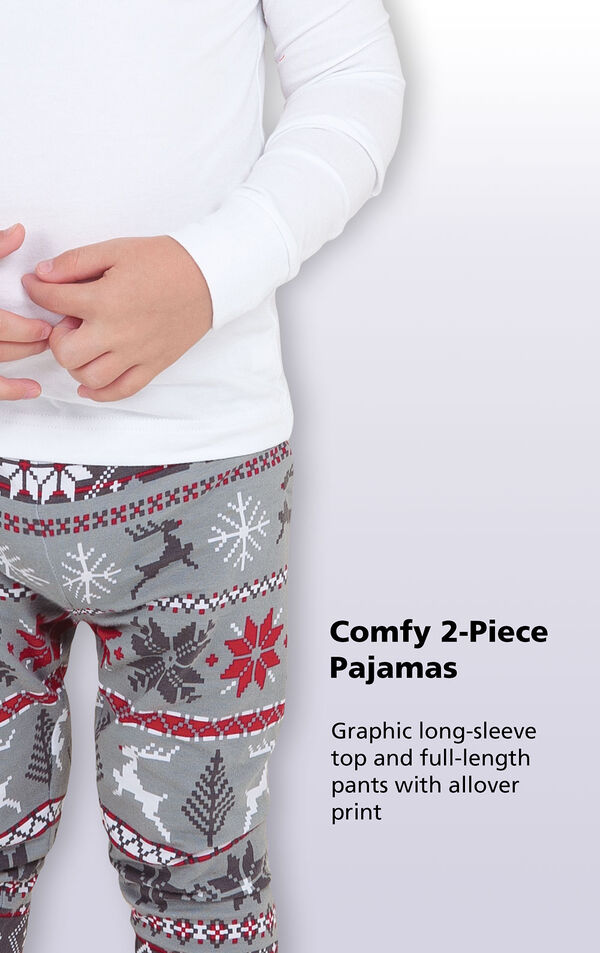 Comfy 2-Piece Pajamas - Graphic long-sleeve top and full=length pants with allover print image number 2