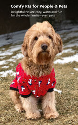 Adorable dog wearing Snoopy and Woodstock Dog Pajamas - Comfy PJs for People and Pets! image number 2