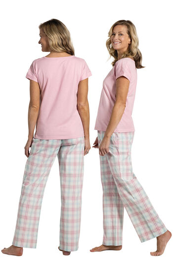 Perfectly Plaid Short Sleeve Pajamas - Rose Mint Plaid
