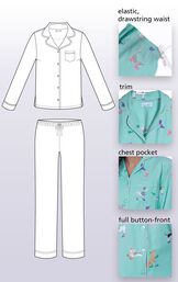 Elastic, drawstring waist, Trim, Chest Pocket, Full button-front image number 5