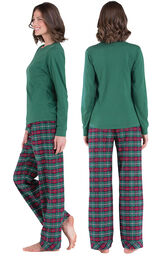 Red & Green Plaid Cotton Flannel Christmas Womens Pajamas image number 1