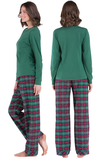 Red & Green Plaid Cotton Flannel Christmas Womens Pajamas