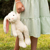 15" Buddy Bunny - Front View of ivory Bunny being held by a child image number 2
