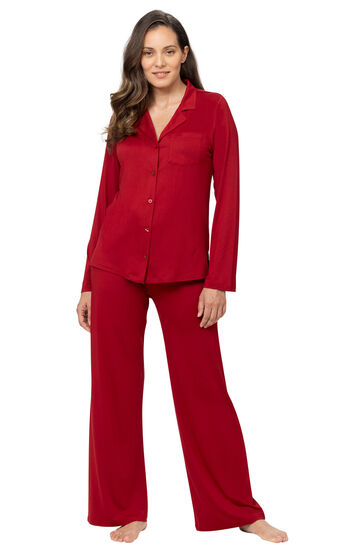 Naturally Nude Button-Front Pajamas - Red
