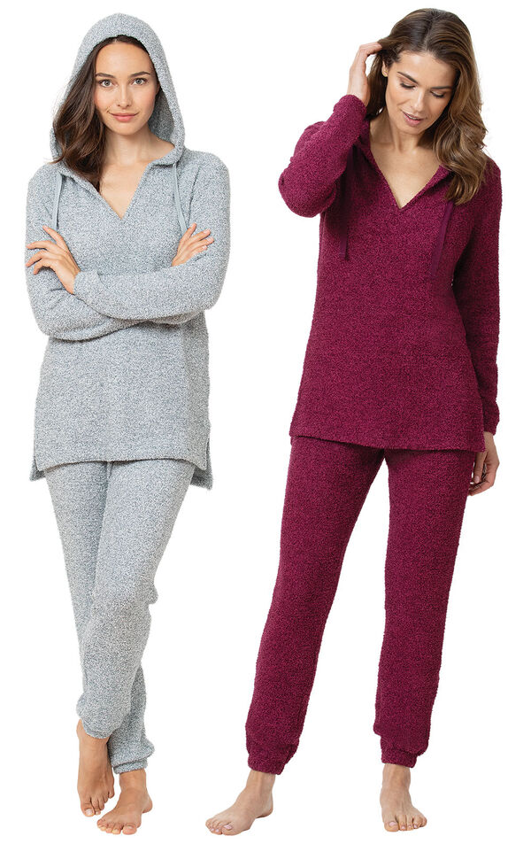 Deep Fuchsia and Blue Cozy Escape Pajama Gift Set image number 0