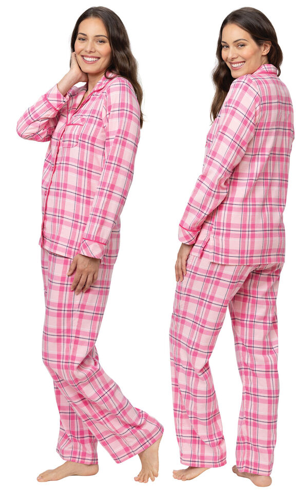 Women's Bright Plaid Boyfriend Flannel Pajamas image number 4