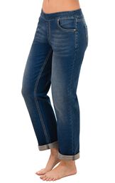 Model wearing PajamaJeans - Boyfriend Bluestone Wash image number 0