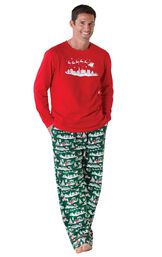 Model wearing Red and Green Night Before Christmas PJ for Men image number 0
