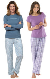Models wearing "Let Me Sleep" Pajamas and Perfectly Plaid Pajamas image number 0