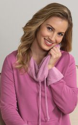 Close-up of World's Softest Pajamas  cowl neck with drawstring image number 1