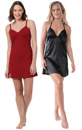Naturally Nude & Smooth Seduction Satin Nighty  - Red & Black image number 0