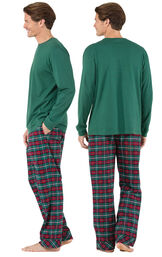 Red & Green Plaid Cotton Flannel Christmas Men's Pajamas image number 1