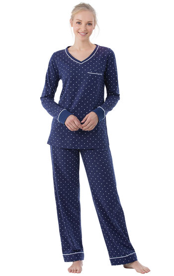 Classic Polka-Dot Pullover Pajamas  - Navy