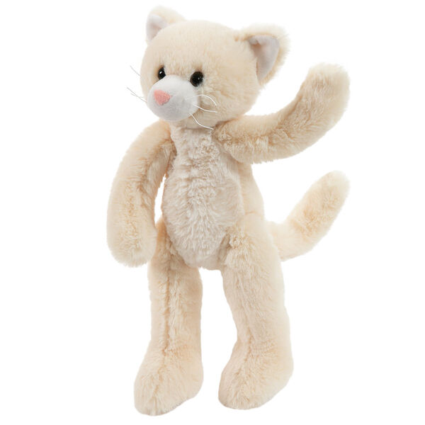 15" Buddy Kitten - Standing  view of ivory Slim Kitten with pink nose brown eyes and white ear linings