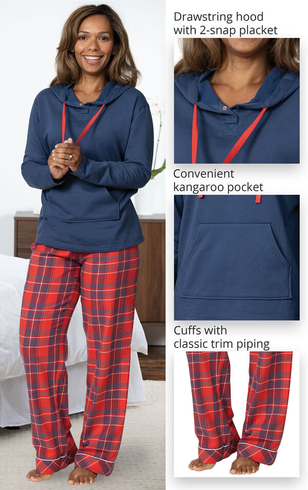 Americana Plaid Hoodie Womens Pajamas image number 3