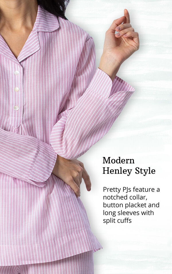 Mauve and White Stripe PJ for Women image number 3