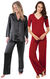 Smooth Seduction Satin Button-Front & Naturally Nude PJ Bundle - Black & Red