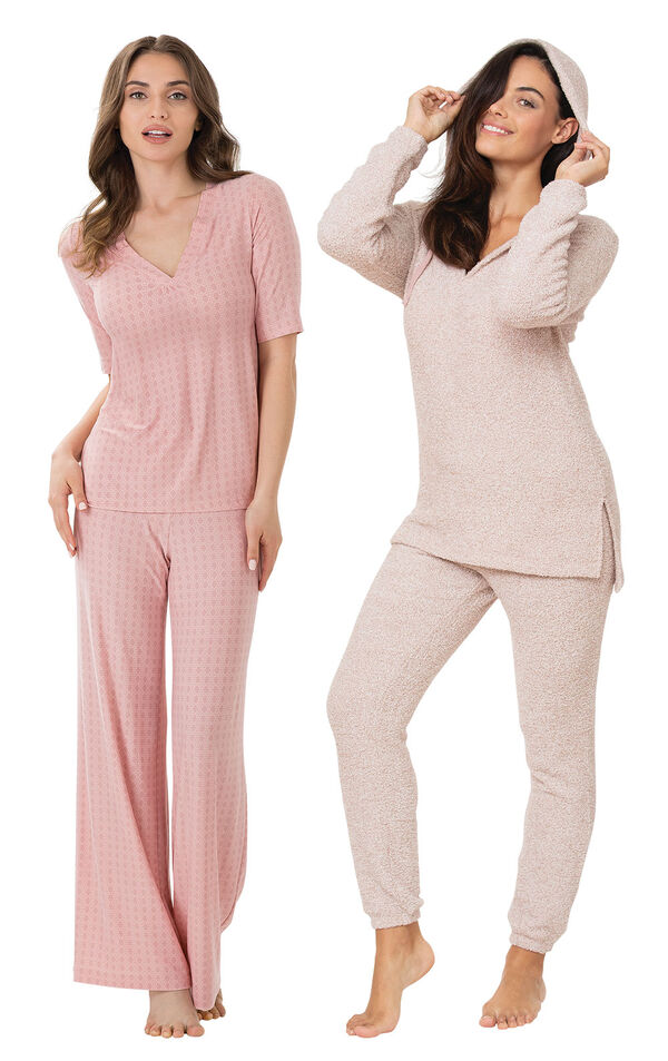 Pink Cozy Escape PJs and Naturally Nude PJs image number 0