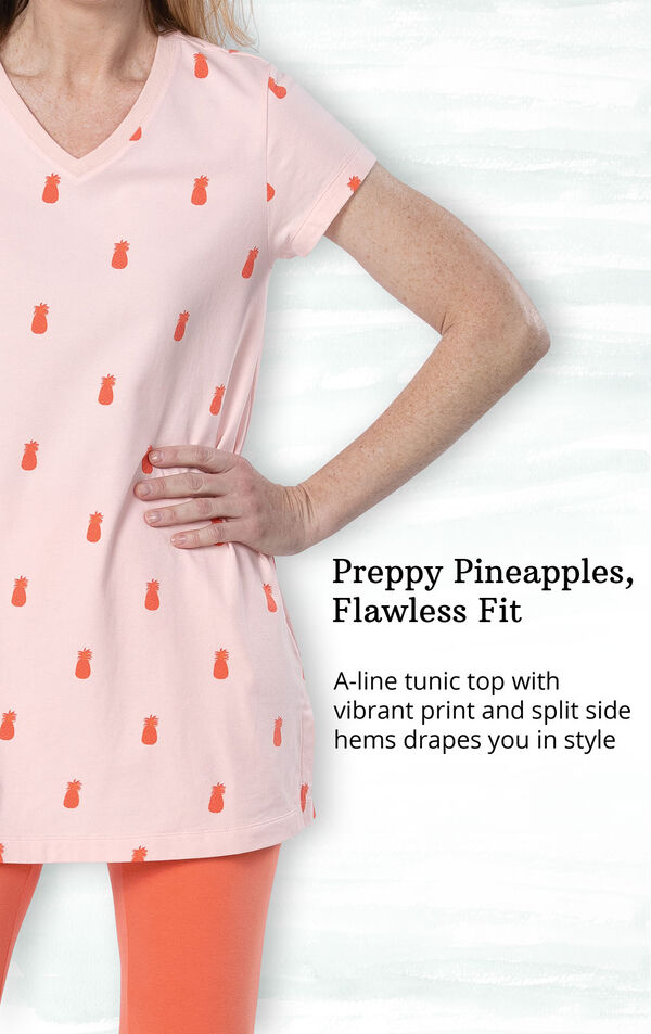 Preppy Pineapples, Flawless fit - A-line tunic top with vibrant print and split side hem drapes you in style image number 2
