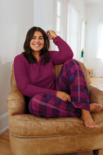 World's Softest Flannel Pullover Pajamas - Black Cherry Plaid