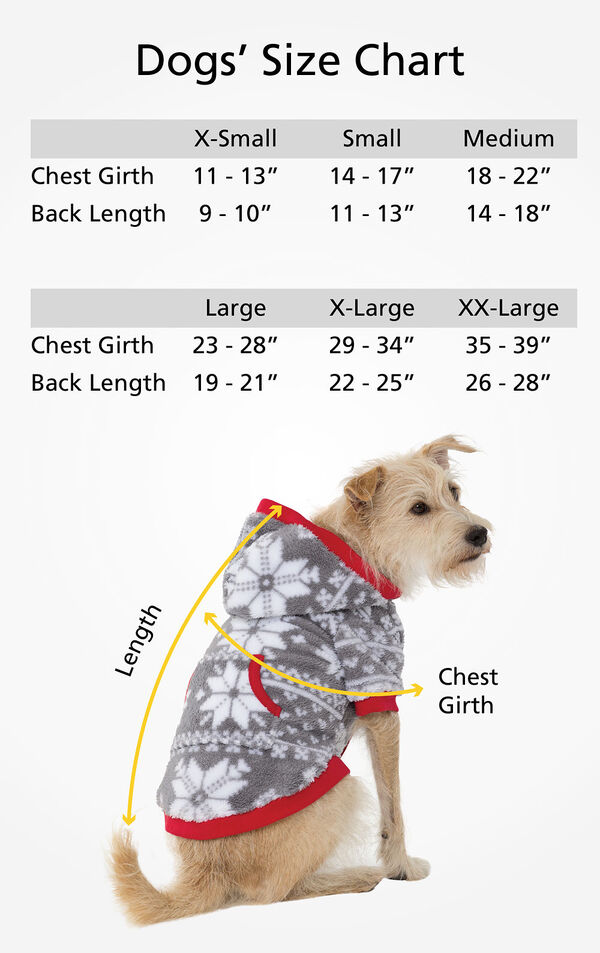 Dog Sizes XS (Chest Girth 11-13"/Back Length 9-10"), SM (Chest Girth 14-17"/Back Length 11-13"), MD (Chest Girth 18-22"/Back Length 14-18"), LG (Chest 23-28"/Back Length 19-21"), XL (Chest 29-34"/Back Length 22-25"), XL (Chest 35-39"/Back Length 26-28") image number 4