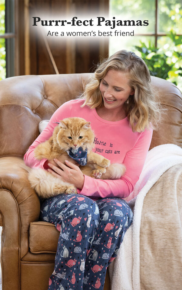 Home Is Where Your Cats Are Matching Pet & Owner PJs image number 2