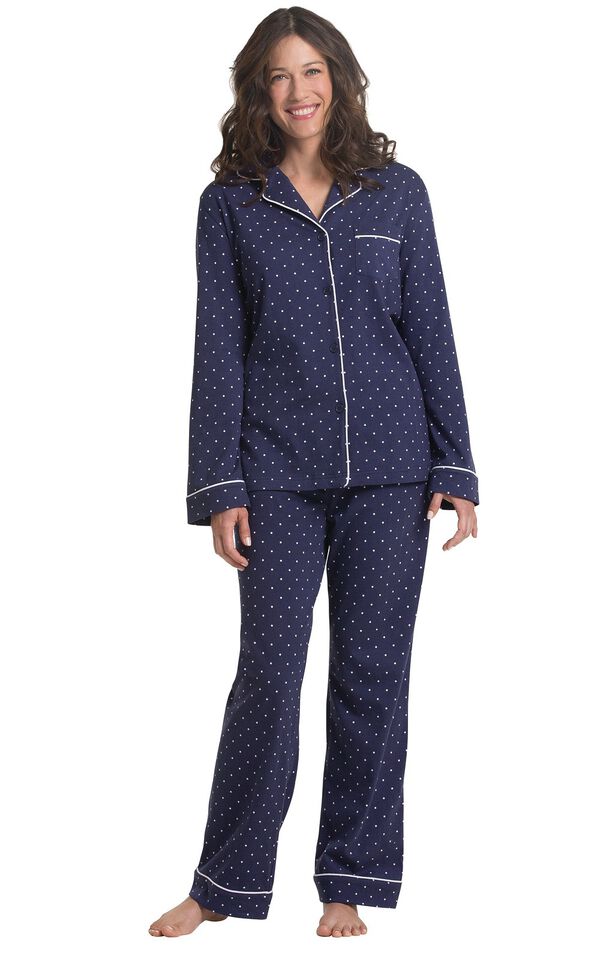 Classic Polka-Dot Women's Pajamas - Navy image number 0