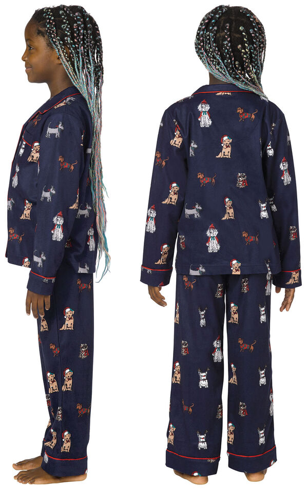 Christmas Dogs Girls Pajamas - Navy Blue image number 1