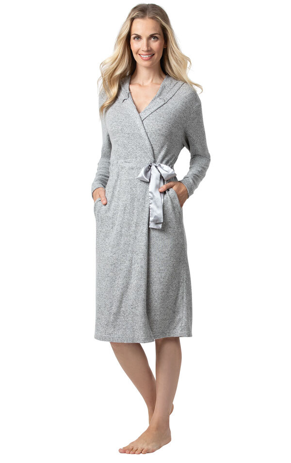 Gray Fleece Lounge Robe for Women image number 0