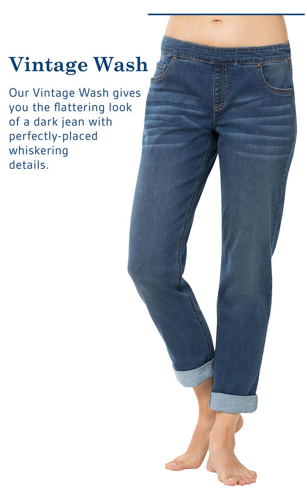 Vintage Wash Jeans with the following copy: Our Vintage Wash gives you the flattering look of a dark jean with perfectly placed whiskering details image number 3