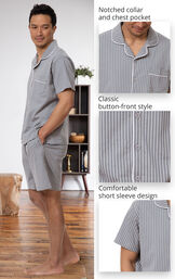 Cotton Button-Front Short Set Pajamas for Men image number 4