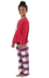 Model wearing Red and White Plaid Fleece PJ for Girls, facing to the side image number 2