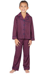 Model wearing Deep Red Print Button-Front PJ for Girls image number 0