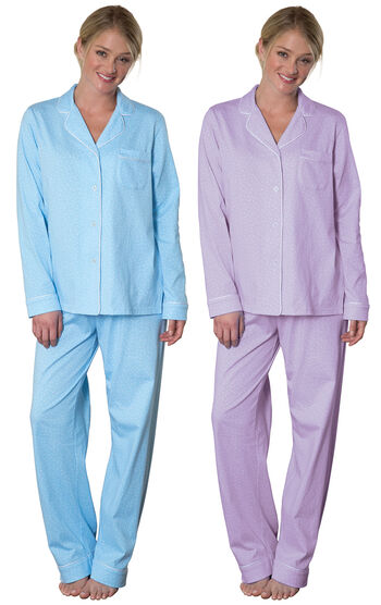 Blue & Lavender Classic Polka-Dot Boyfriend Pajamas Gift Set