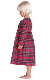 Model wearing Red Classic Plaid Gown for Toddlers, facing to the side image number 2