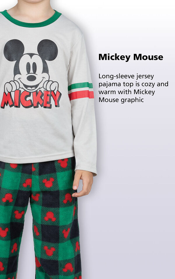 Long-sleeve jersey pajama top is cozy and warm with Mickey mouse graphic image number 2