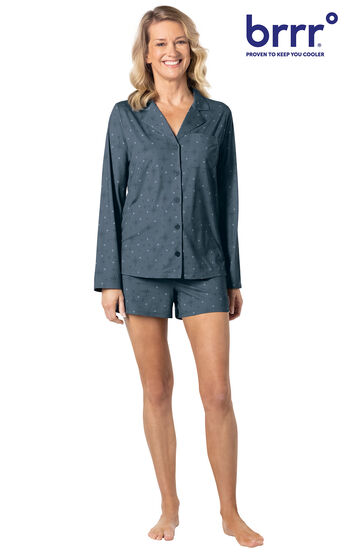Button-Front and Short Cooling Pajama Set - Starry Night