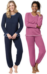 Navy and Raspberry World's Softest Jogger PJs image number 0