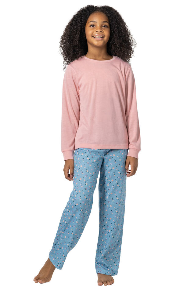 Floral Pullover Unisex Kids Pajamas - Pink image number 0