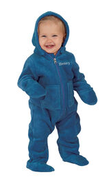 Model wearing Hoodie-Footie - Blue Fleece for Infants image number 0