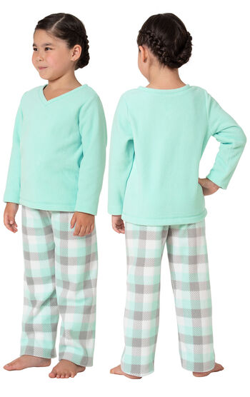 Snuggle Fleece Kids Pajamas - Mint Plaid
