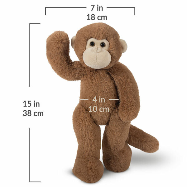 15" Buddy Monkey - Standing brown monkey with measurement of 15 in or 28 cm tall, 7 in or 18 cm side and and 4 in or 10 cm across the belly image number 2