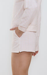 Gingham French Terry Shorts - Peach image number 2