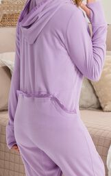 Close-up of the dropseat on the Lavender Sneak-a-Peek Hoodie-Footie image number 5